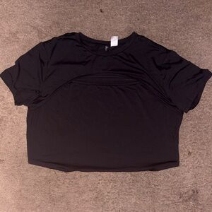 Divided Black Short Sleeve Crop Top